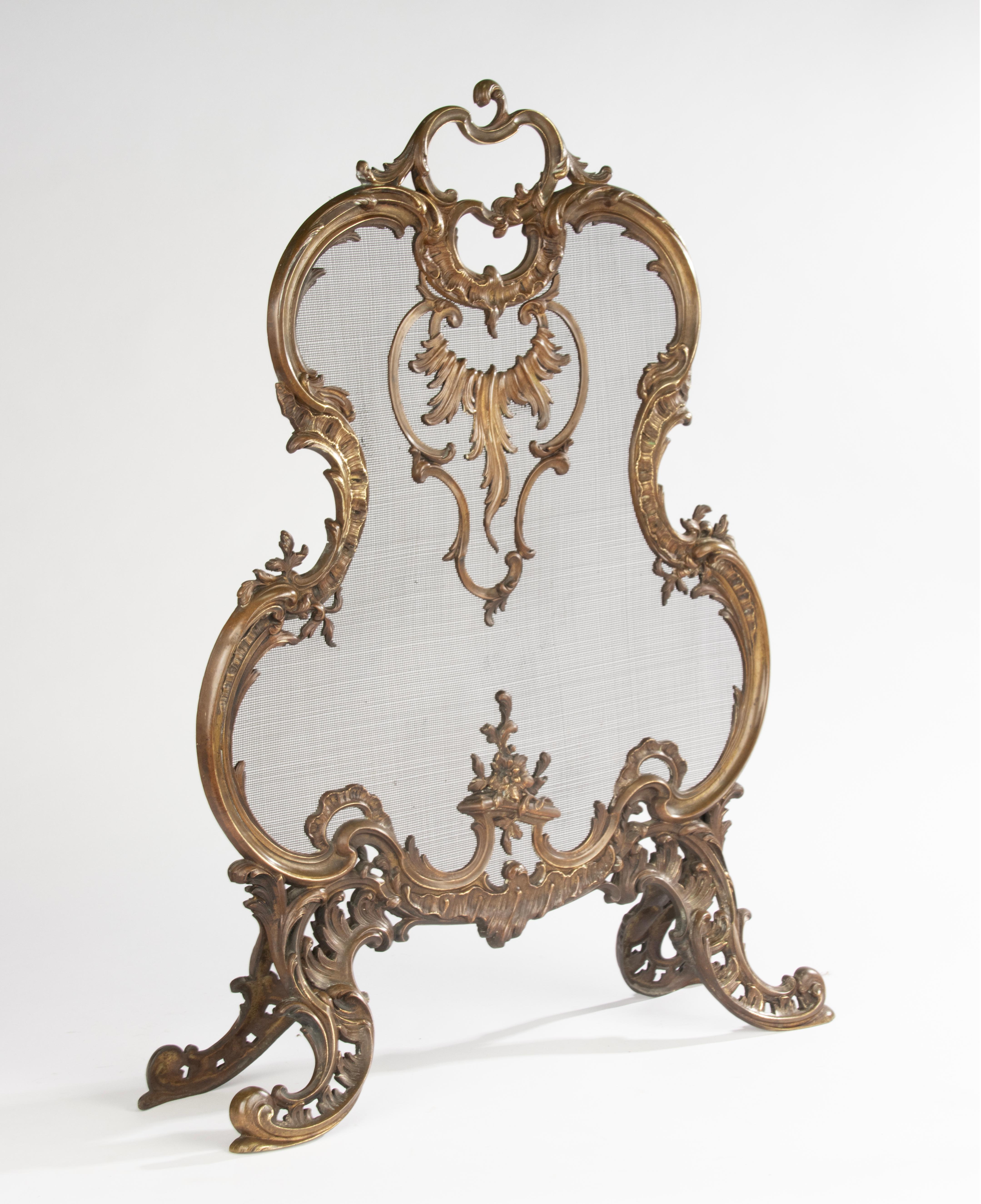 Kaminschirm aus dem späten 19. Jahrhundert - Bronze - Rokoko-Rankenwerk im Angebot 6