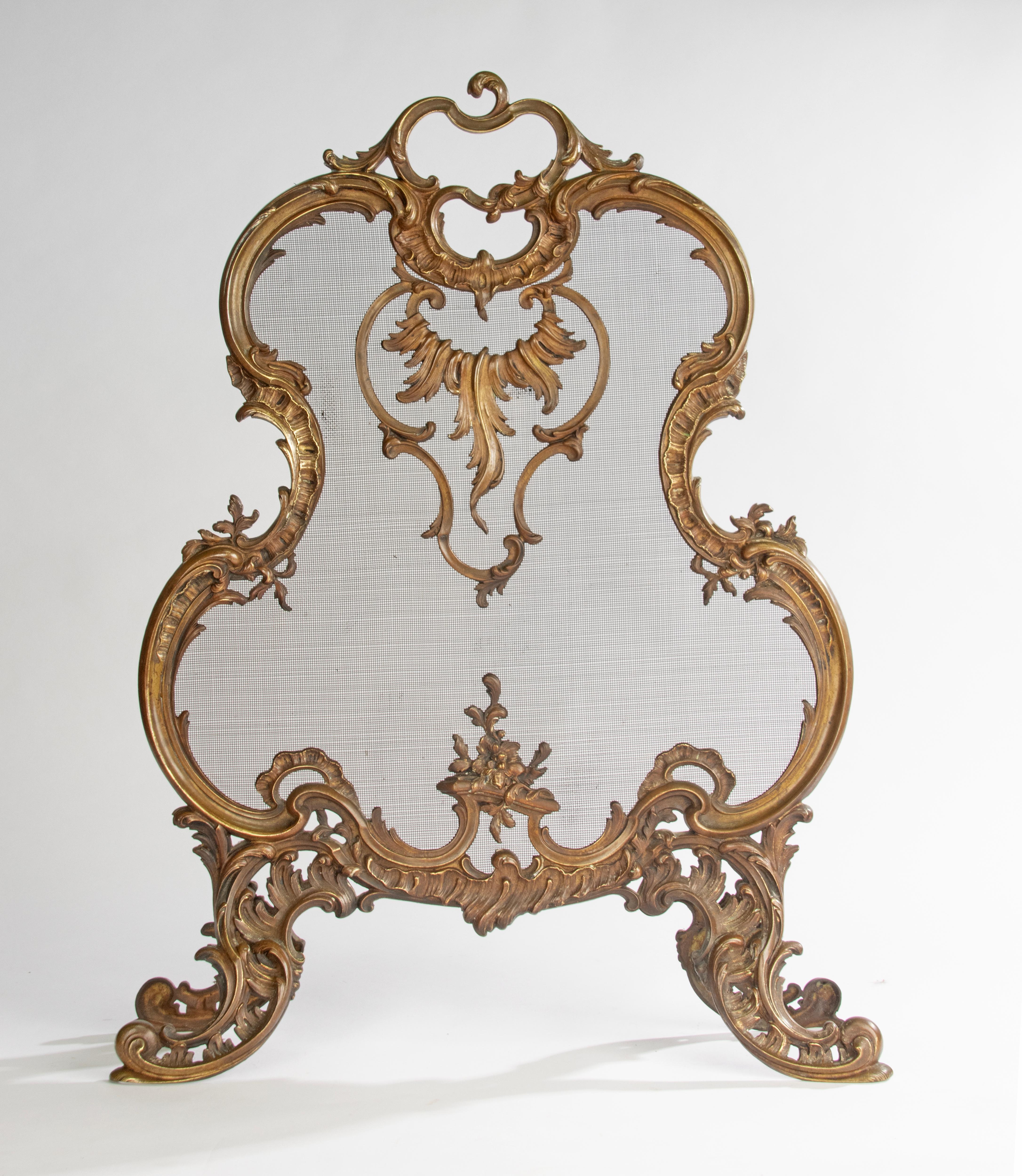 Kaminschirm aus dem späten 19. Jahrhundert - Bronze - Rokoko-Rankenwerk im Angebot 8