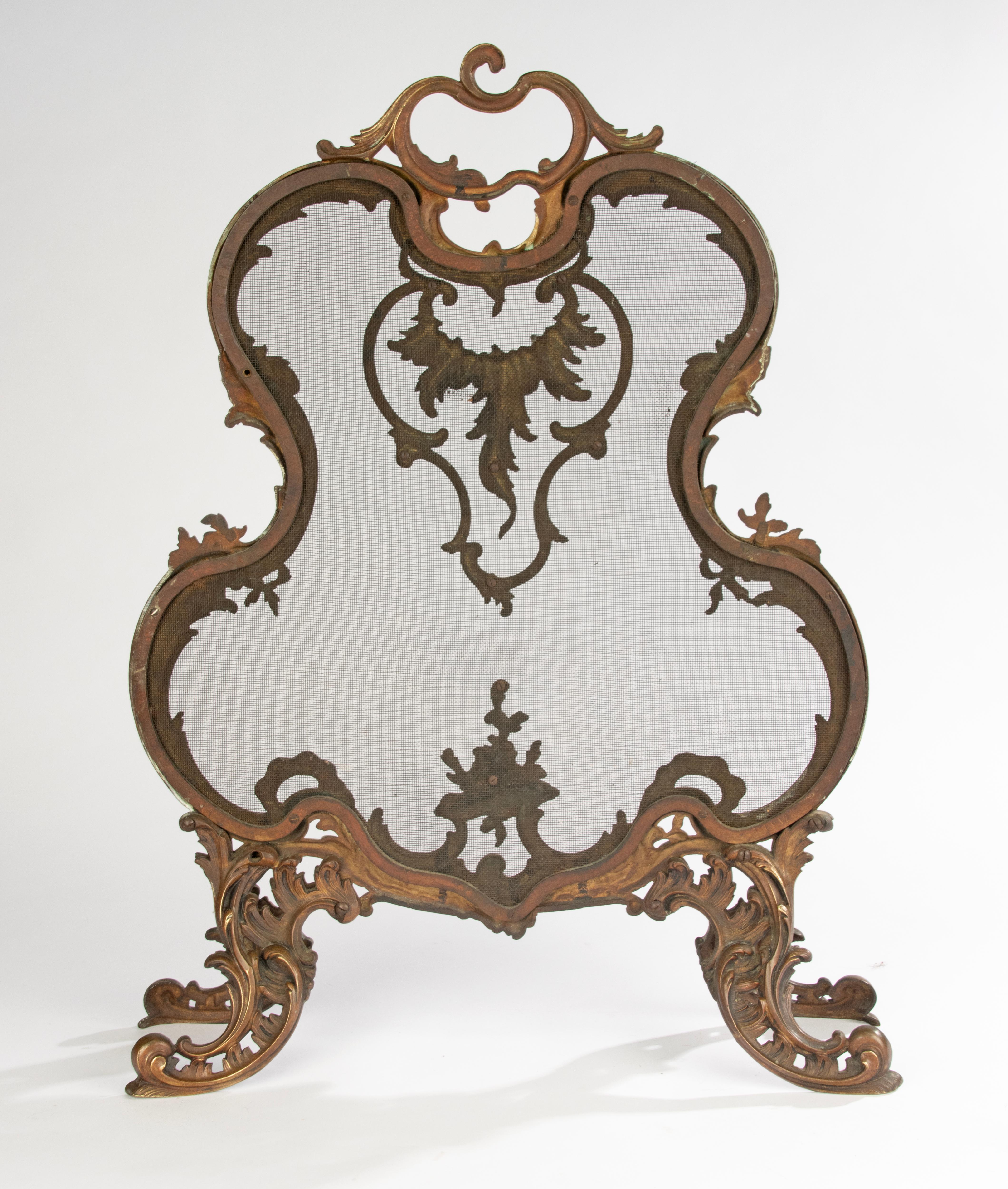 Kaminschirm aus dem späten 19. Jahrhundert - Bronze - Rokoko-Rankenwerk im Angebot 10