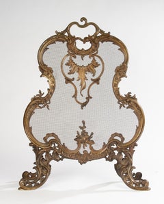 Late 19th Century Fireplace Screen - Bronze - Rococo Scrollwork