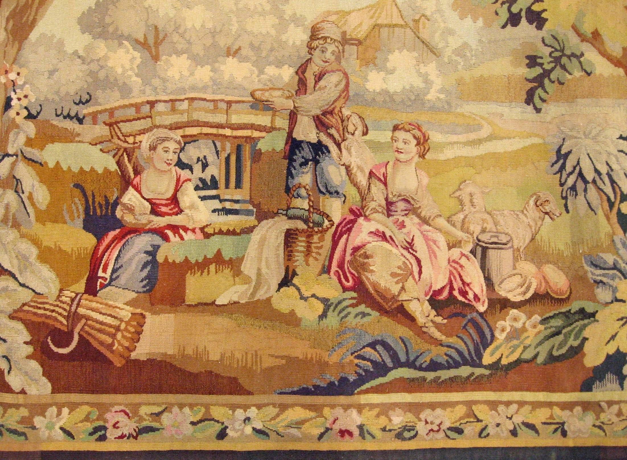 Rustic Late 19th Century Flemish Pastoral Tapestry