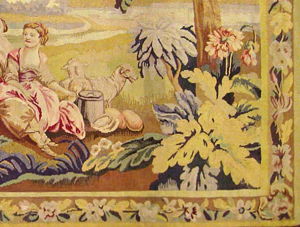 Hand-Woven Late 19th Century Flemish Pastoral Tapestry