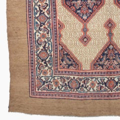 Late 19th Century Floral and Geometric Design Wool Antique Rug