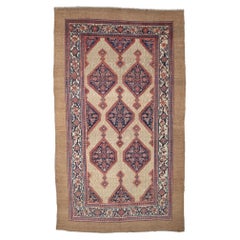 Late 19th Century Floral and Geometric Design Wool Antique Rug