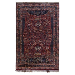 Late 19th Century Floral Design Natural Dyed Antique Rug