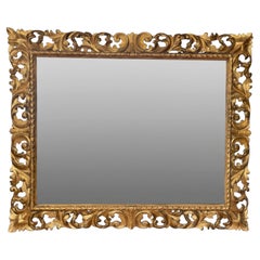 Late 19th C. Florentine Carved and Pierced Giltwood Mirror - from Pope Pius XIII