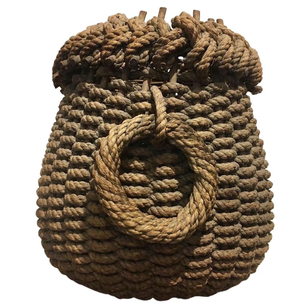 Late 19th Century Folk Art Fisherman's Rope Eel Basket