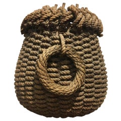 Antique Late 19th Century Folk Art Fisherman's Rope Eel Basket
