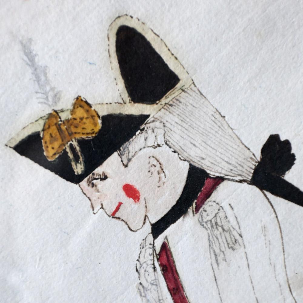 Late 19th Century folk-art French officer painting

A hand painted on paper folk art painting of a well-dressed French soldier, mounted in an ebonised gold bordered frame dated later and likely remounted in the mid-20th Century. 

Dimensions in