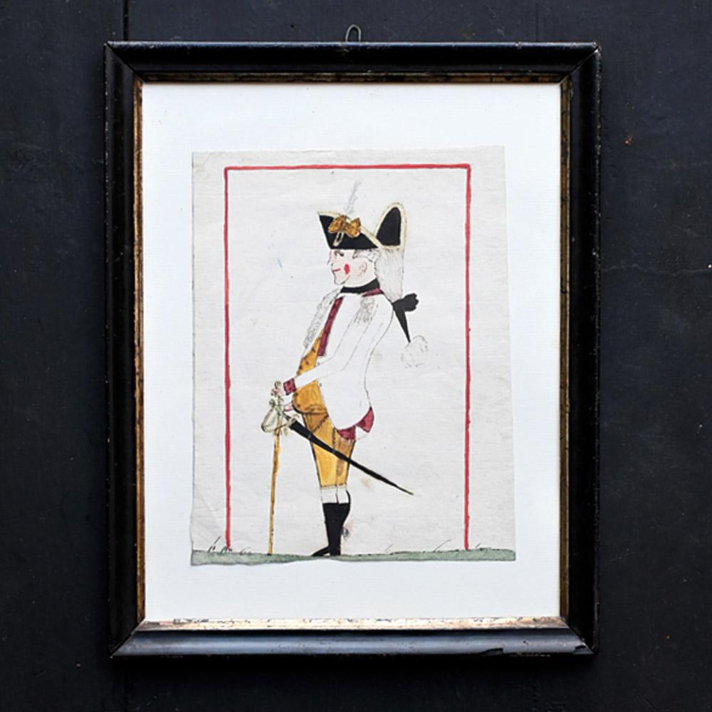 Folk Art Late 19th Century folk-art French officer painting For Sale