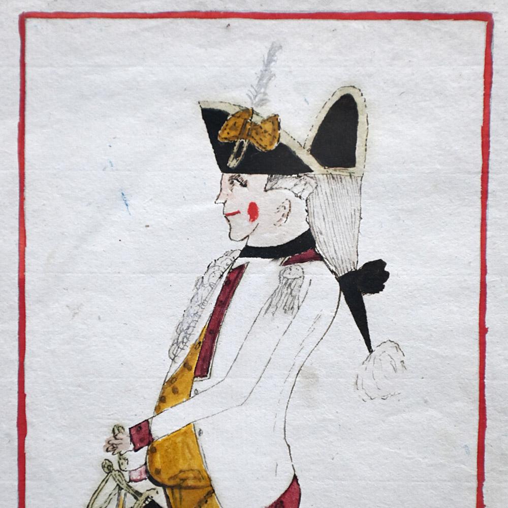 Hand-Painted Late 19th Century folk-art French officer painting For Sale