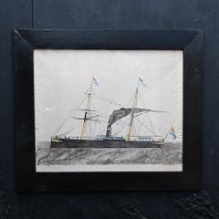 Late 19th Century folk-art ship painting