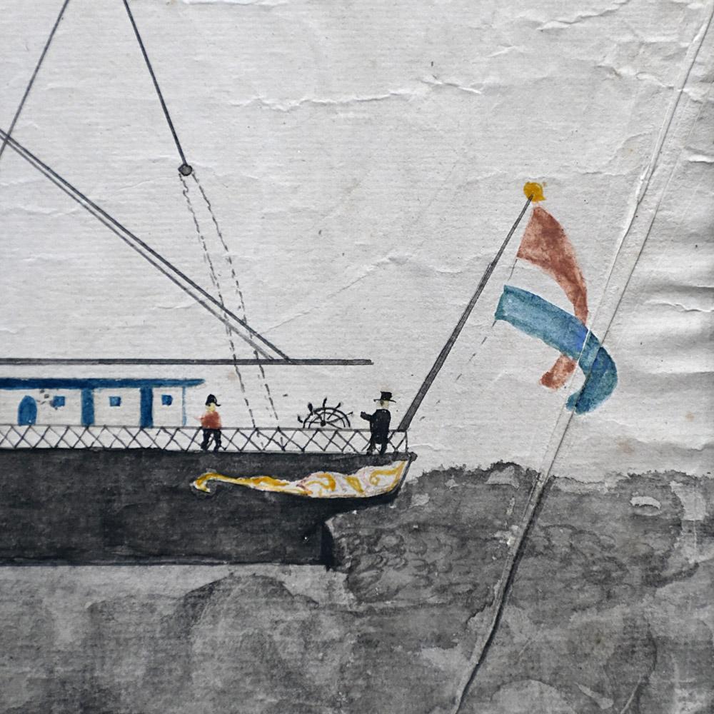 Folk Art Late 19th Century folk-art ship painting