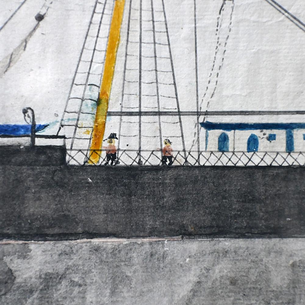 Paper Late 19th Century folk-art ship painting