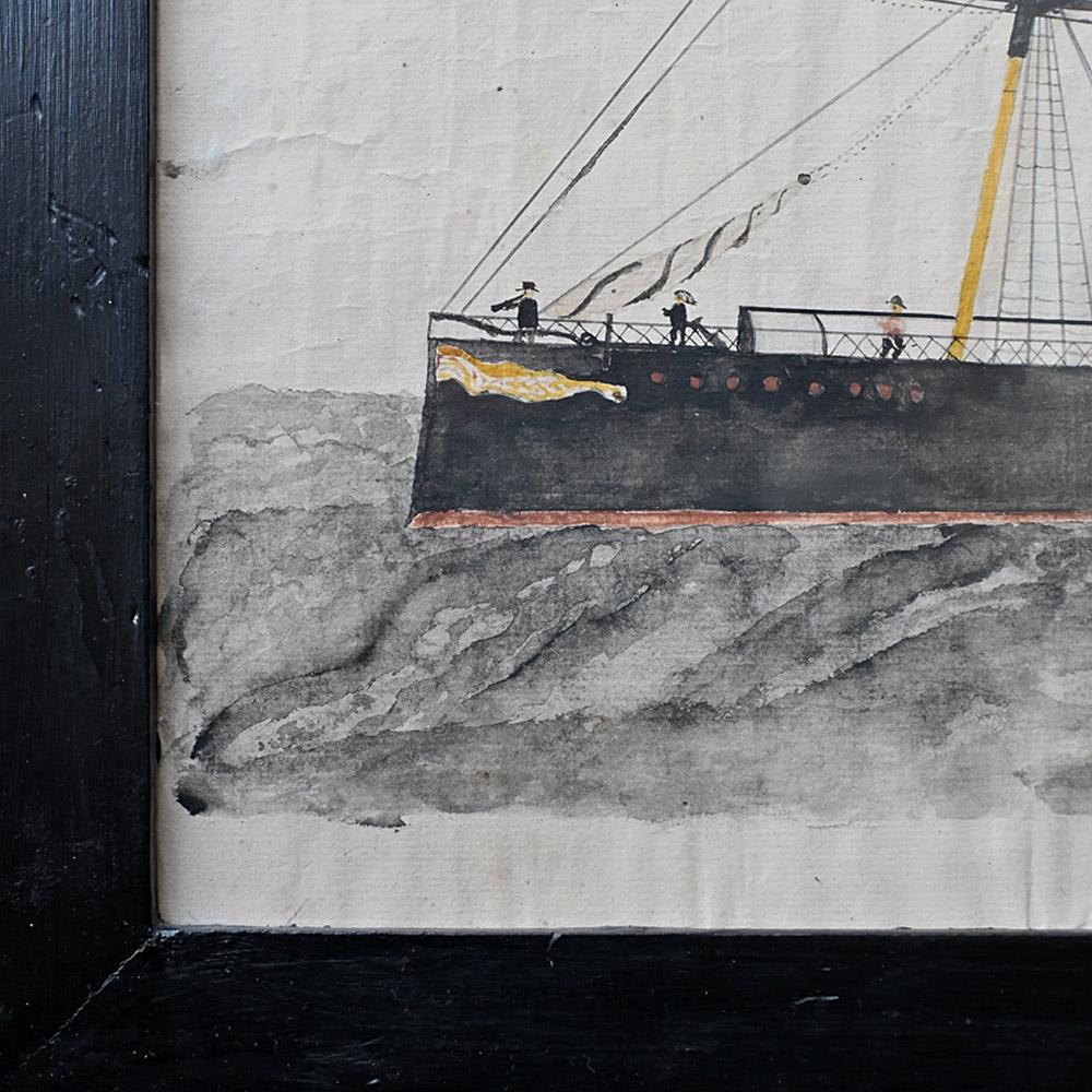 Late 19th Century folk-art ship painting 2