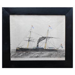 Late 19th Century folk-art ship painting