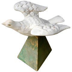 Late 19th Century Folk Art Wood Carved Dove on Stand