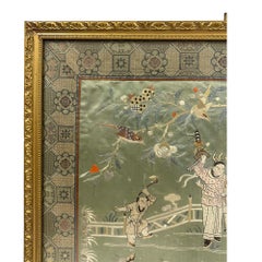 Late 19th-century framed Chinese silk embroidered panel
