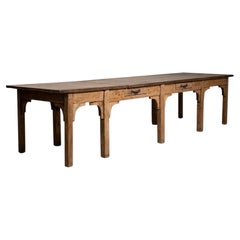 Late 19th Century France Weathered Honey Oak Long Oak Console With Three Drawers