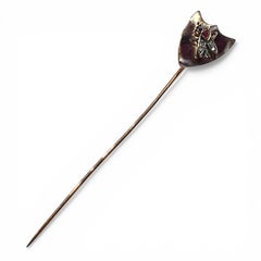 Late 19th Century French 18 Karat Gold Fly Stick Pin with Ruby and Old Cut Diamo