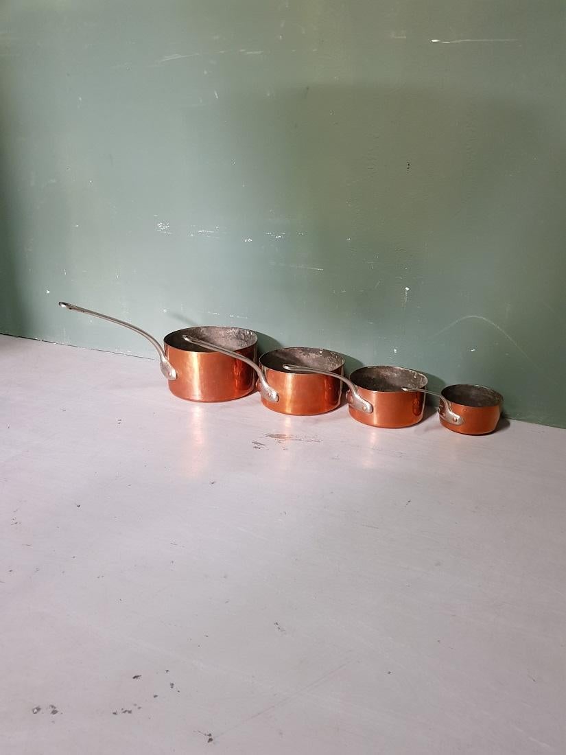 Late 19th Century French 5 Piece Copper Pan Set 1