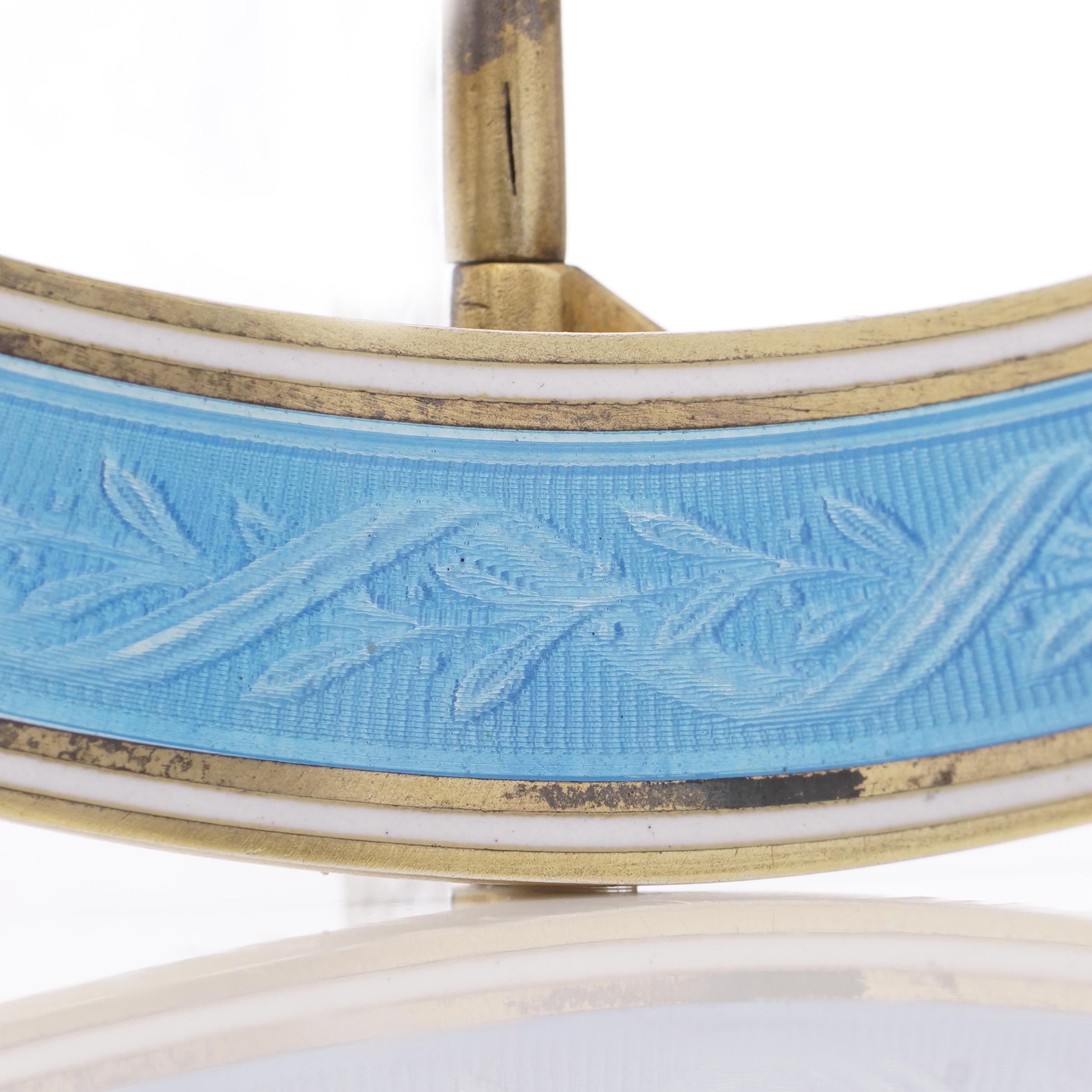 19th Century Late 19th century French 800. silver and blue enamel belt buckle For Sale