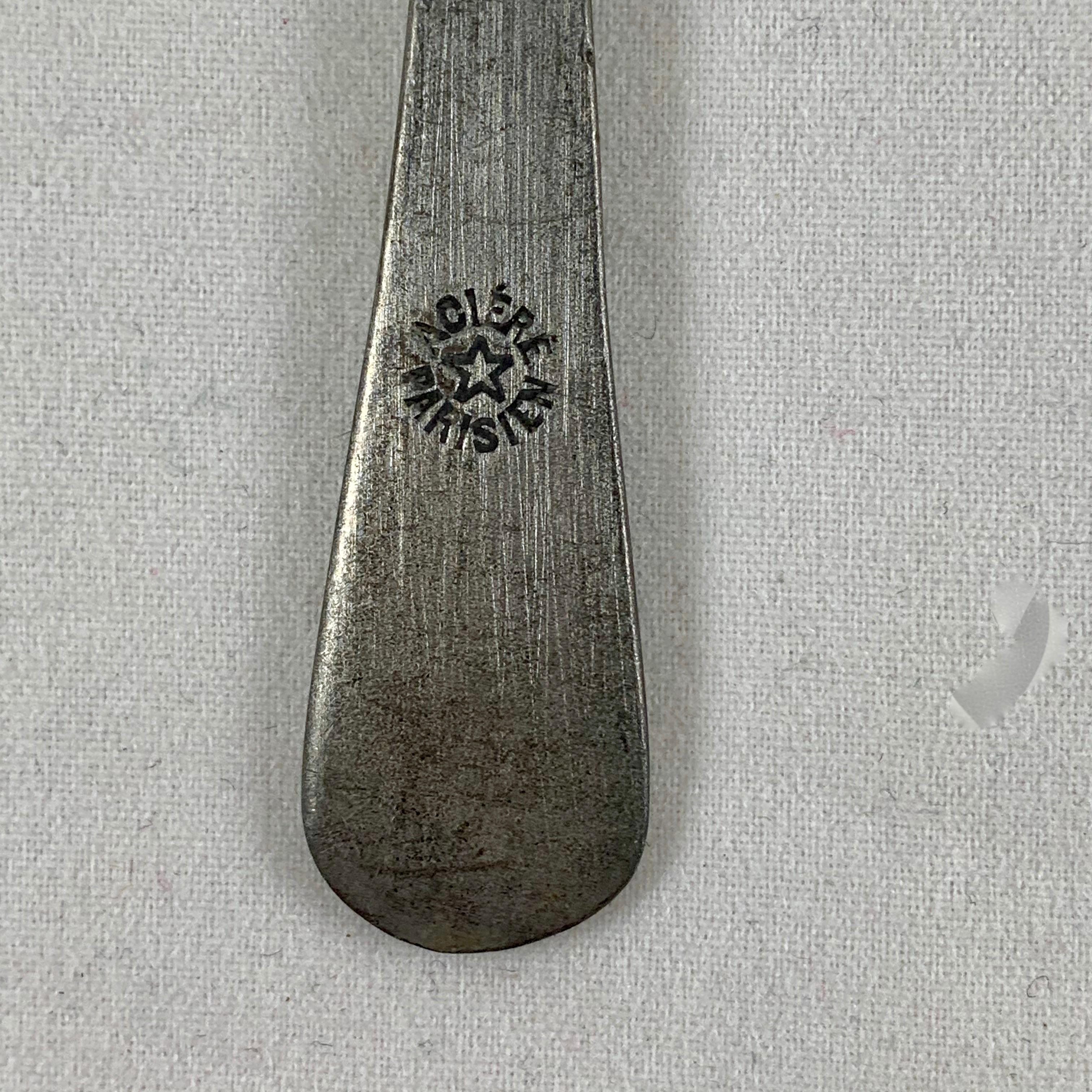 Late 19th Century French Absinthe Slotted Metal Sugar Spoons, a mixed set of six 4
