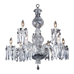 Lustre à deux niveaux en cristal de la fin du 19e siècle