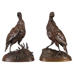 Late 19th Century French Animalier Bronze "Pair of Grouse" by Ferdinand Pautrot
