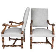 Antique Late 19th Century French Armchairs, a Pair