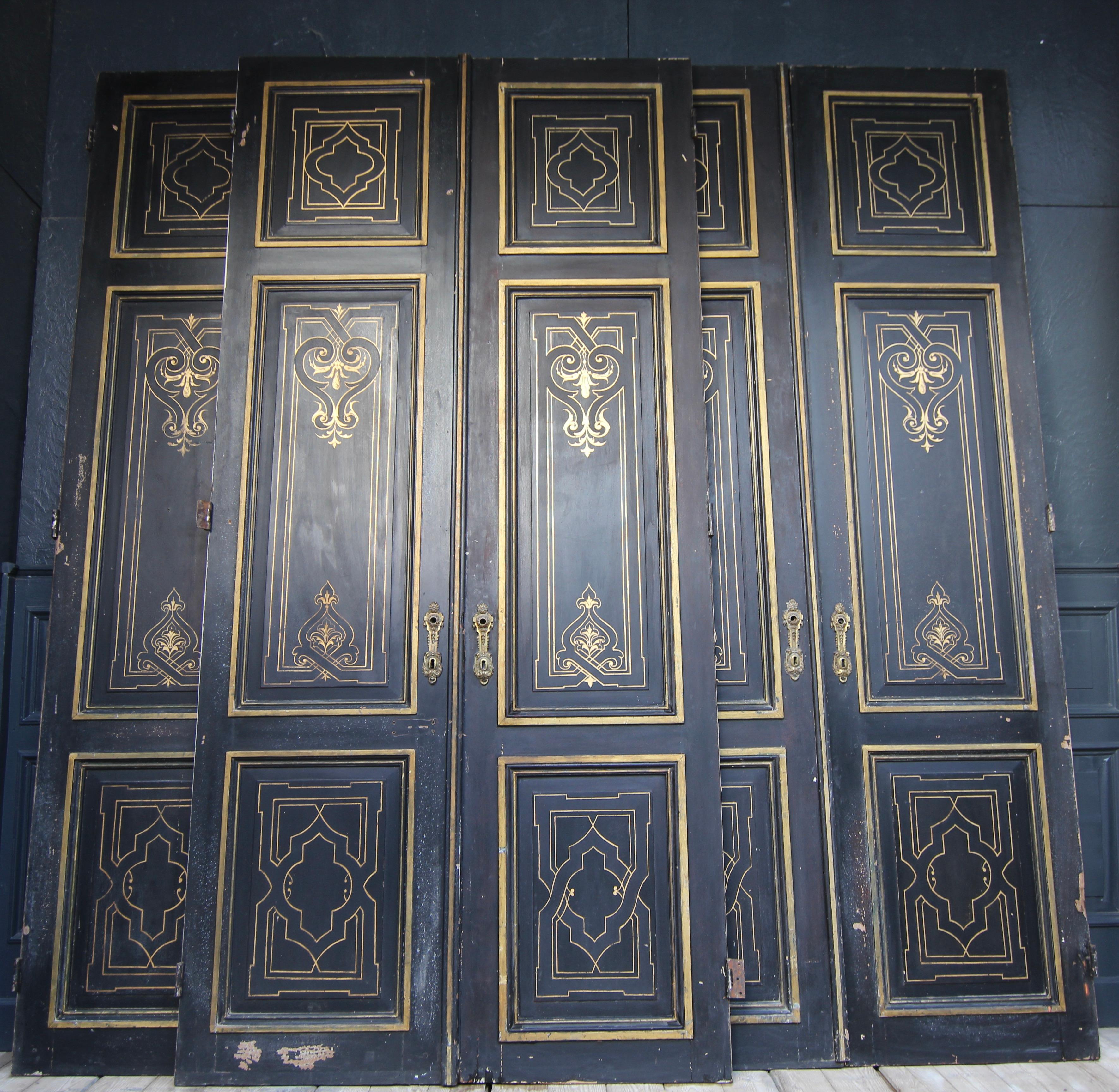 Portes doubles Art nouveau françaises de la fin du XIXe siècle, lot de 3 en vente 5