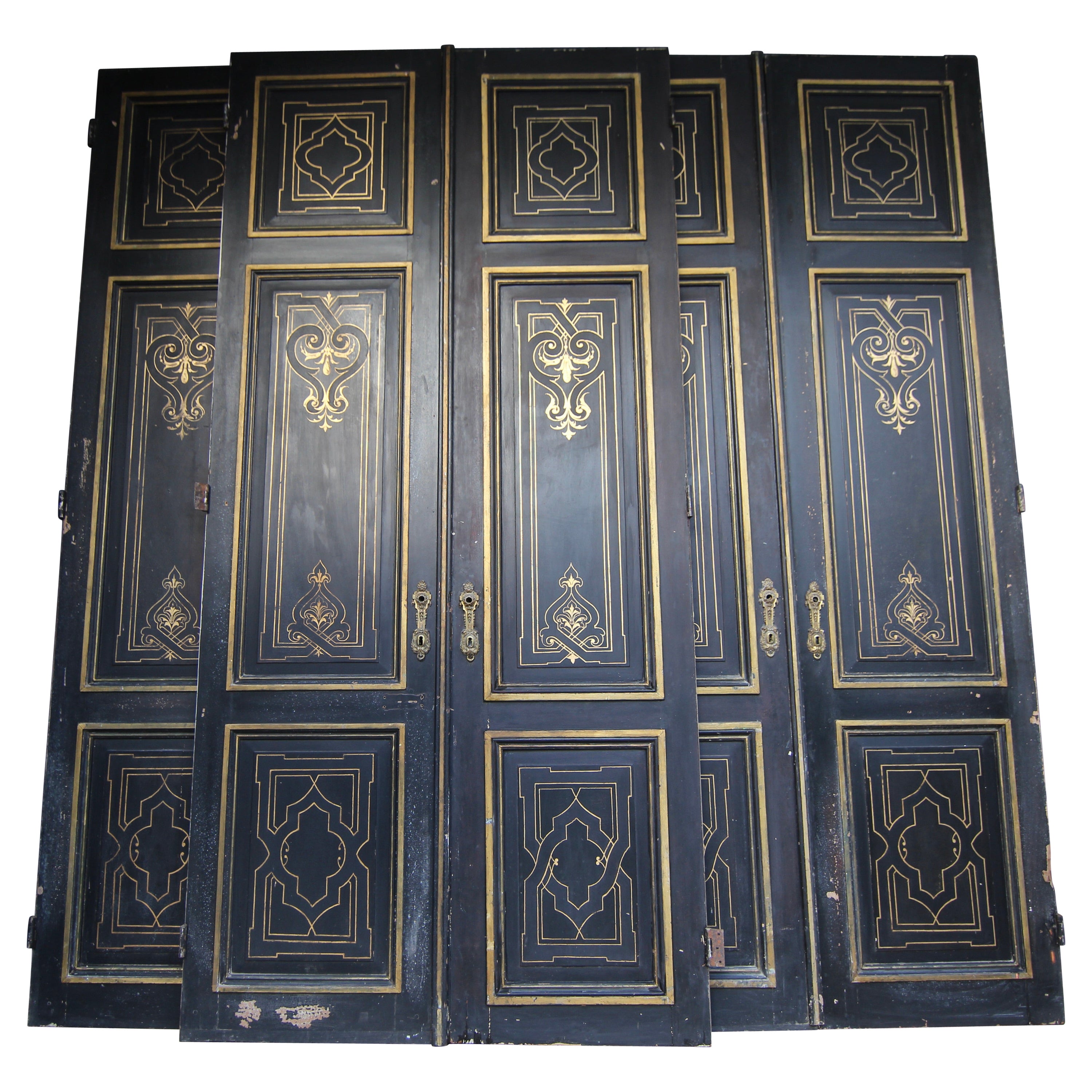 Set di 3 porte doppie in stile Art Nouveau francese della fine del XIX secolo