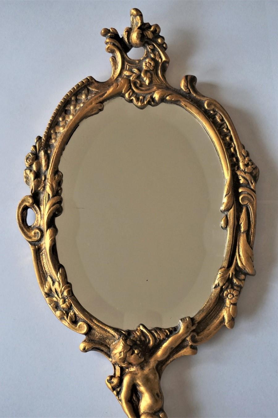 Late 19th Century French Art Nouveau Gilt Bronze Faceted Nostalgia Hand Mirror In Good Condition In Frankfurt am Main, DE