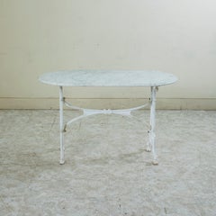 Late 19th Century French Art Nouveau Period Painted Iron and Marble Bistro Table