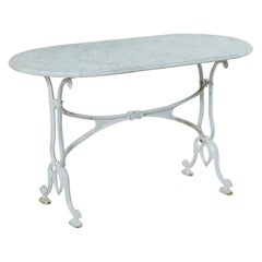 Late 19th Century French Art Nouveau Period Painted Iron and Marble Bistro Table
