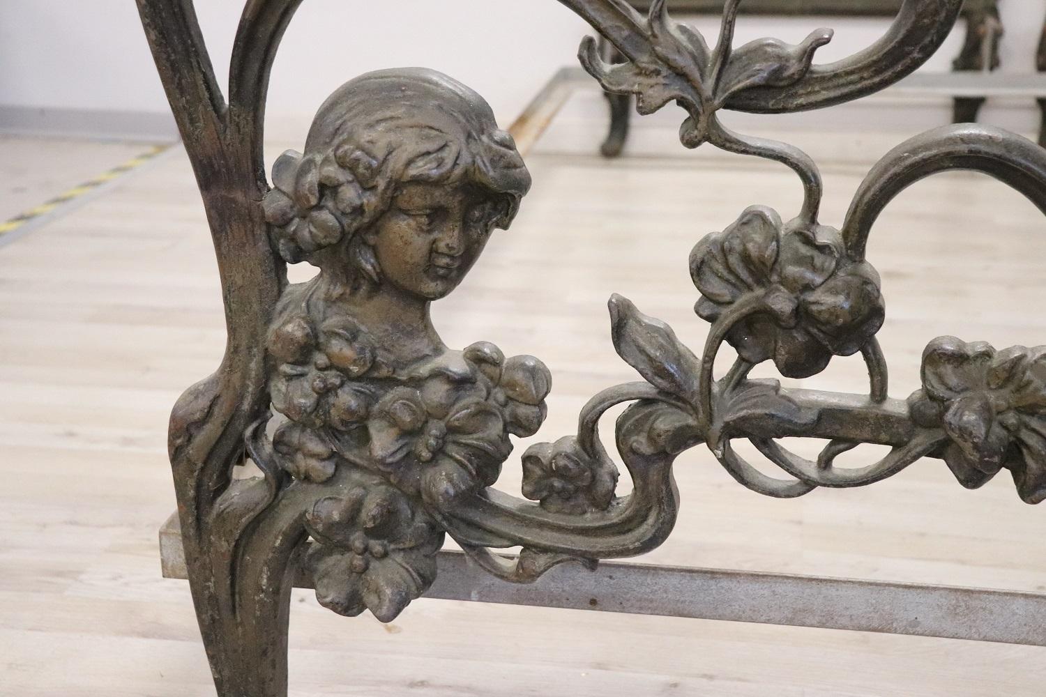 Late 19th Century French Art Nouveau Rare Double Bed in Cast Iron For Sale 1