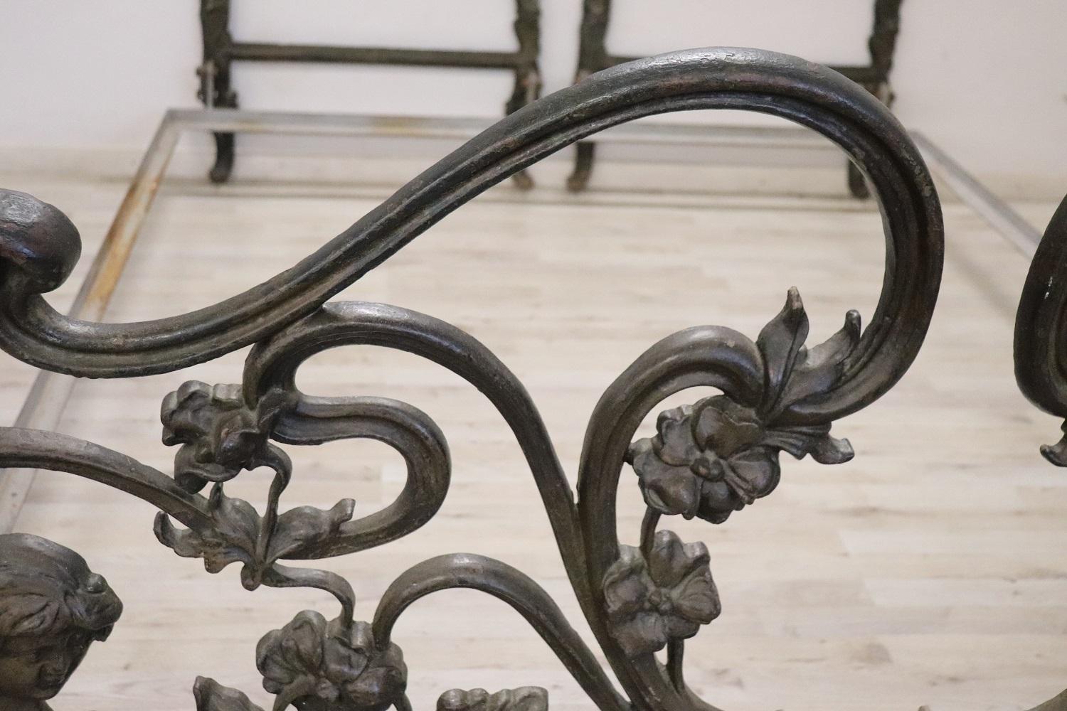 Late 19th Century French Art Nouveau Rare Double Bed in Cast Iron For Sale 2