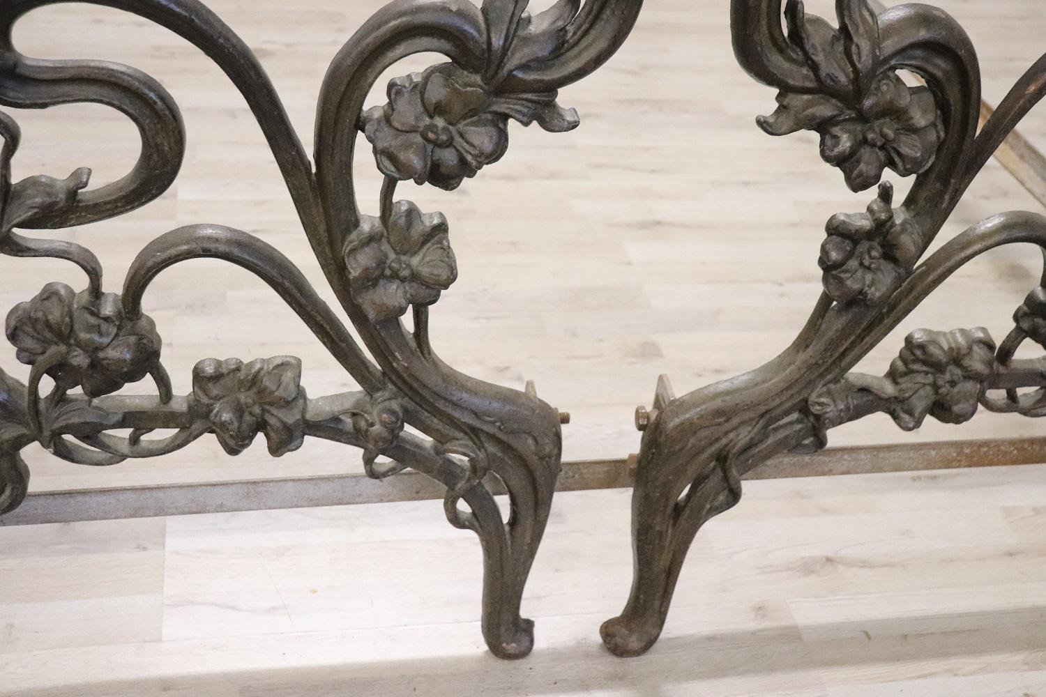 Late 19th Century French Art Nouveau Rare Double Bed in Cast Iron For Sale 3