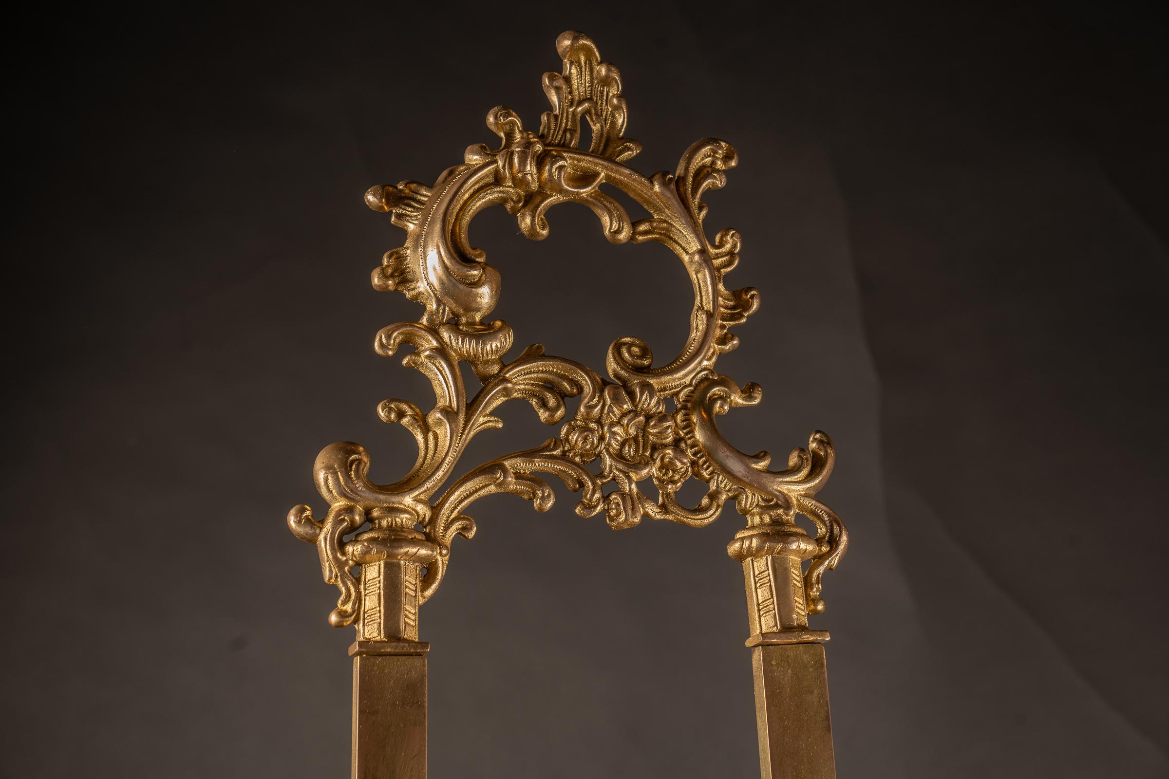 Late 19th Century French Art Nouveau Solid Brass Easel In Good Condition In New Orleans, LA