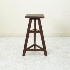 Late 19th Century French Artisan-Made Oak Sculptor's Stand, Rotating Platform