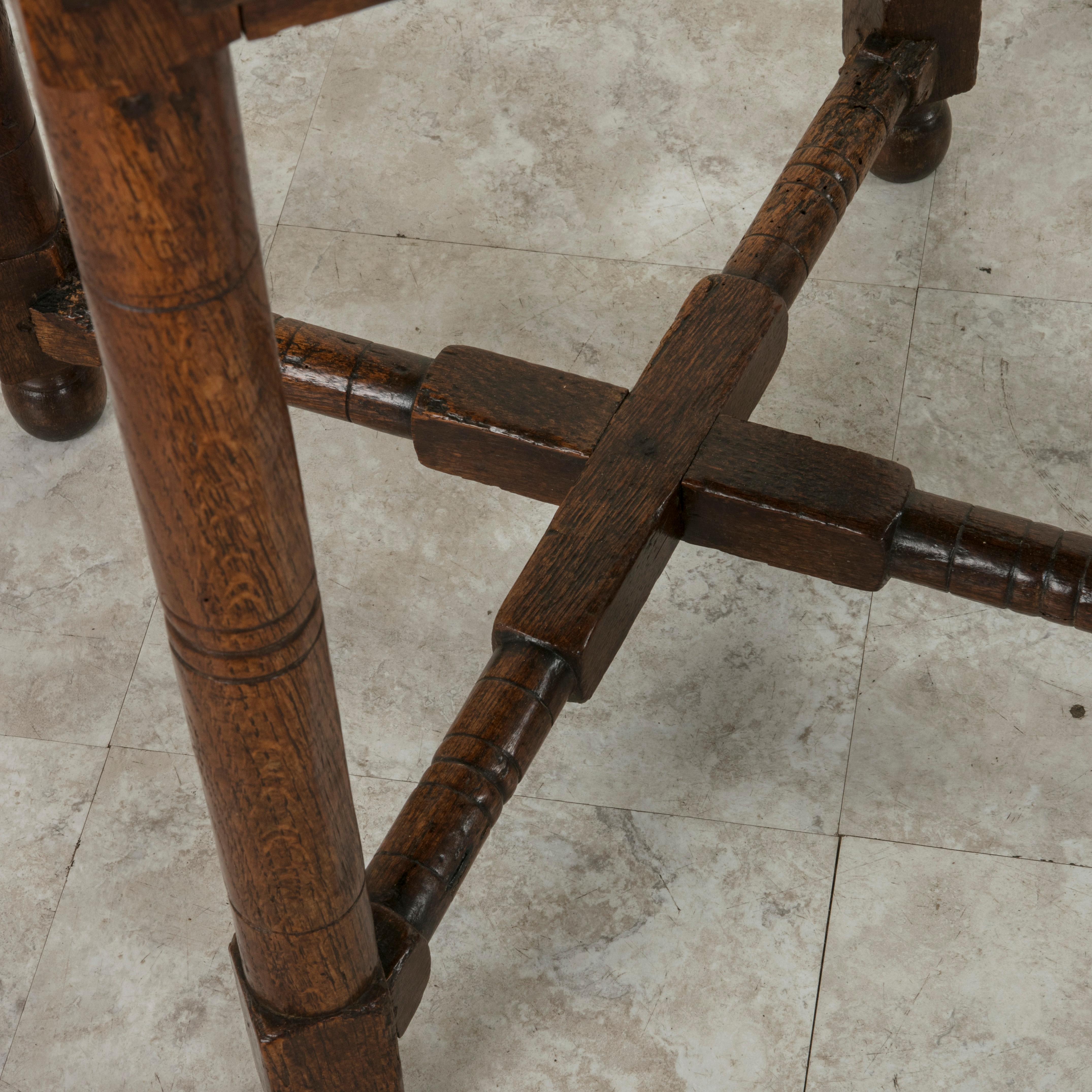 Late 19th Century French Artisan Made Oak Side table or End Table with Drawer 4