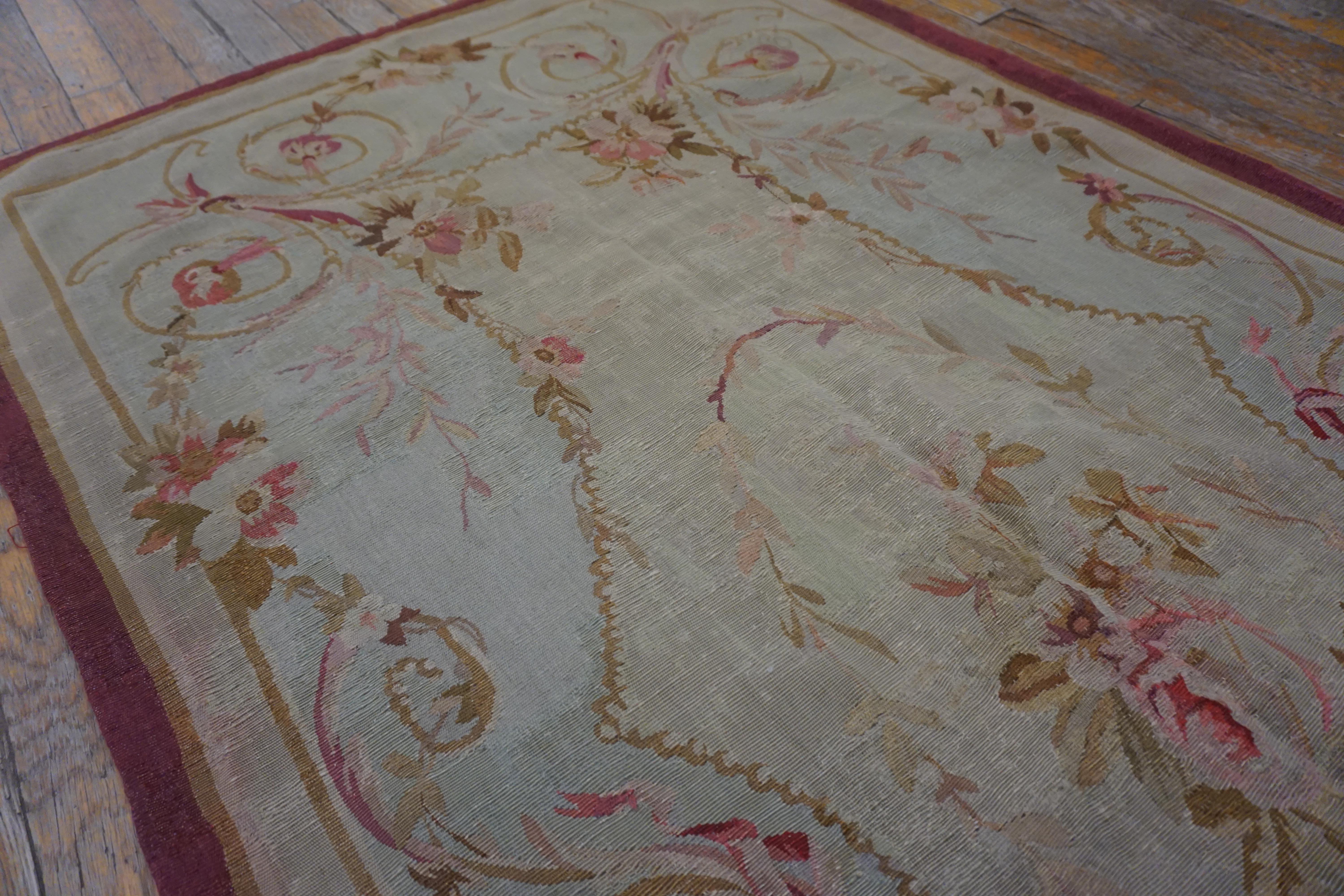 Alfombra de Aubusson francesa de finales del siglo XIX  ( 3' x 6'6