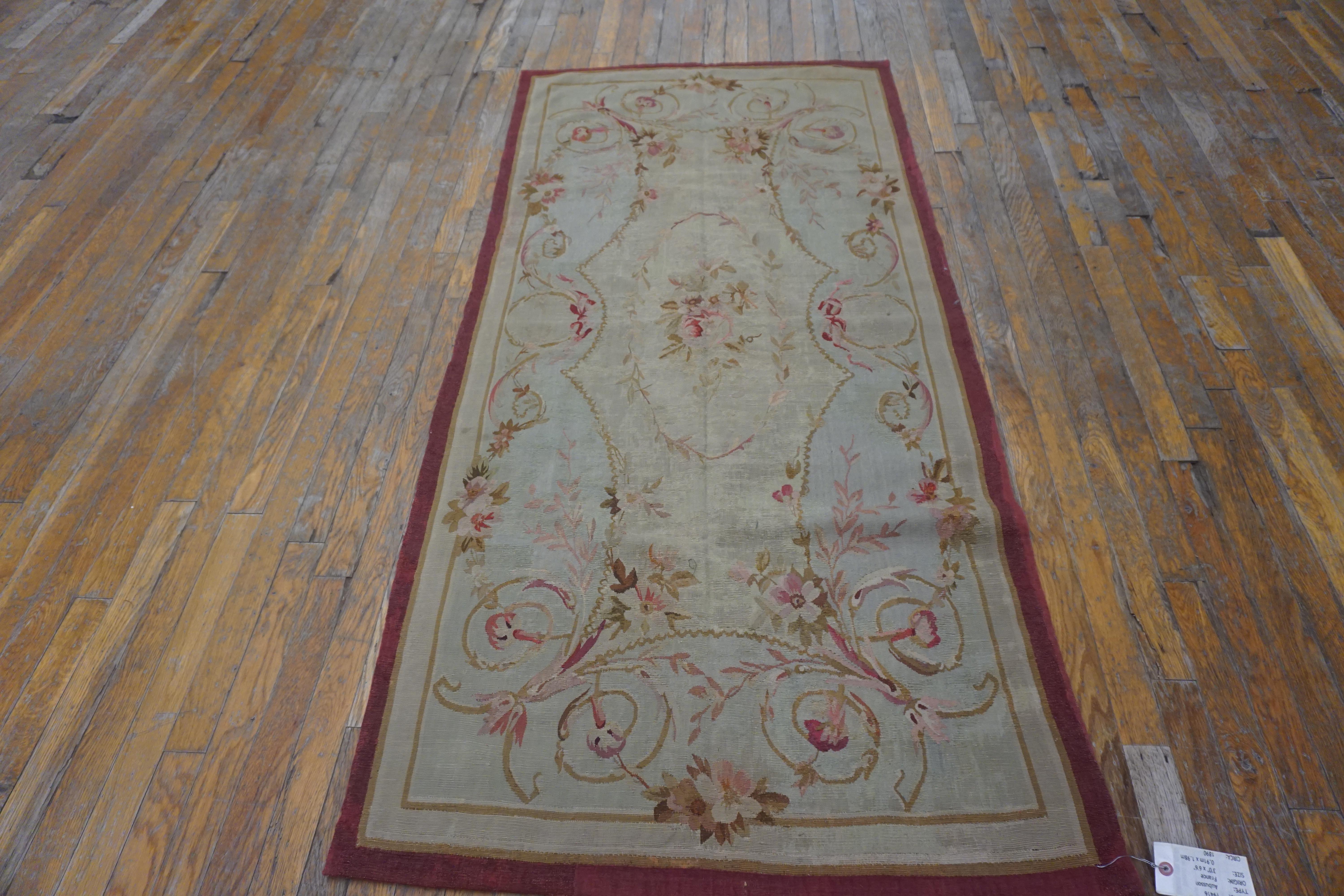 Alfombra de Aubusson francesa de finales del siglo XIX  ( 3' x 6'6