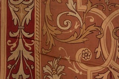 Late 19th Century French Aubusson Gallery Carpet, Light Brown Field, Red Borders