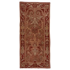 Late 19th Century French Aubusson Gallery Carpet, Light Brown Field, Red Borders