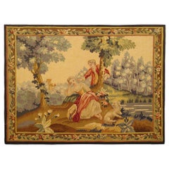Late 19th Century French Aubusson Rustic Pastoral Tapestry