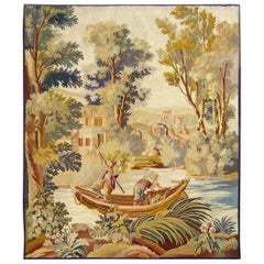Late 19th Century French Aubusson Rustic Tapestry, with Fishermen at Sea