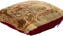 Late 19th Century French Aubusson Tapestry Cushion with Rococo Style
