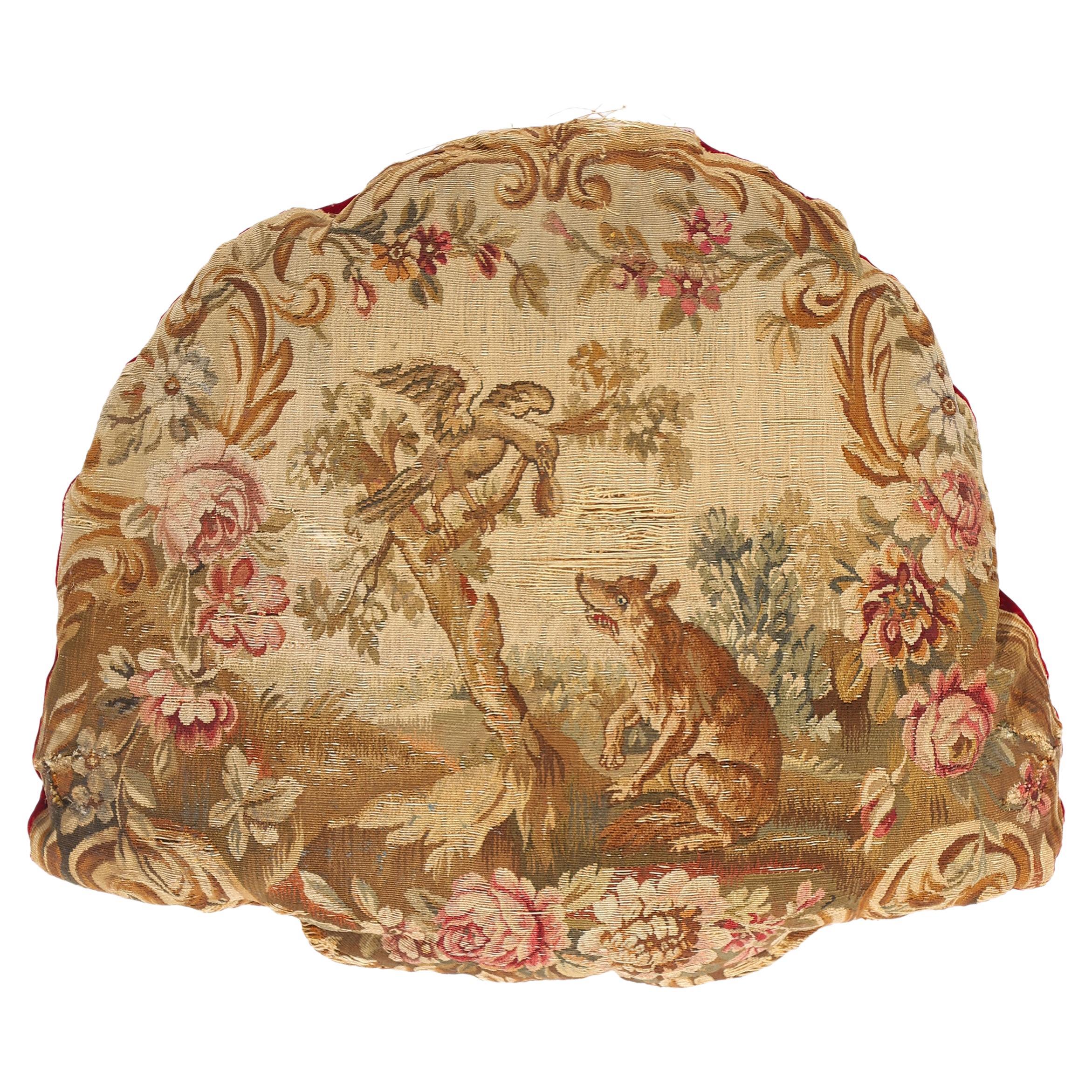 Französisches Aubusson-Wandteppichkissen des späten 19. Jahrhunderts mit Rokoko-Stil