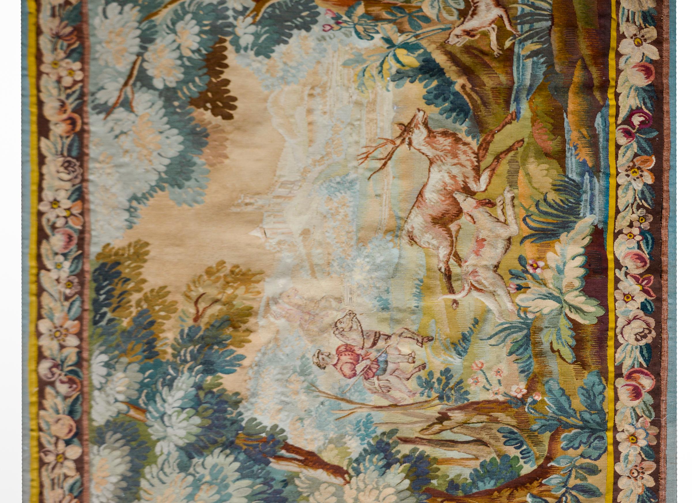 Hand-Woven Late 19th Century French Aubusson Tapestry For Sale